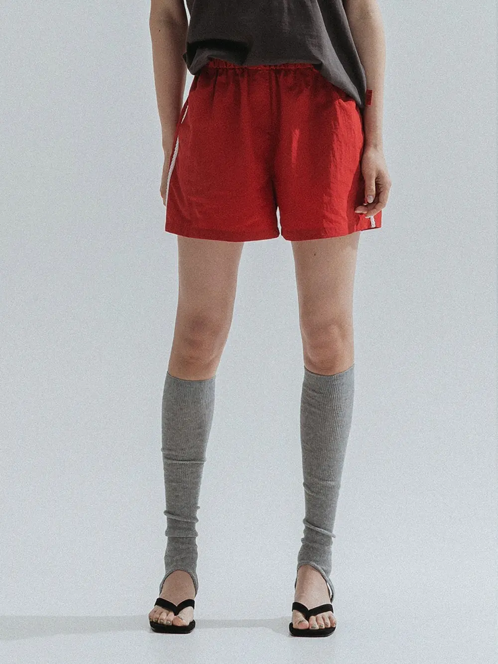 Side Lace Nylon Shorts (Red)