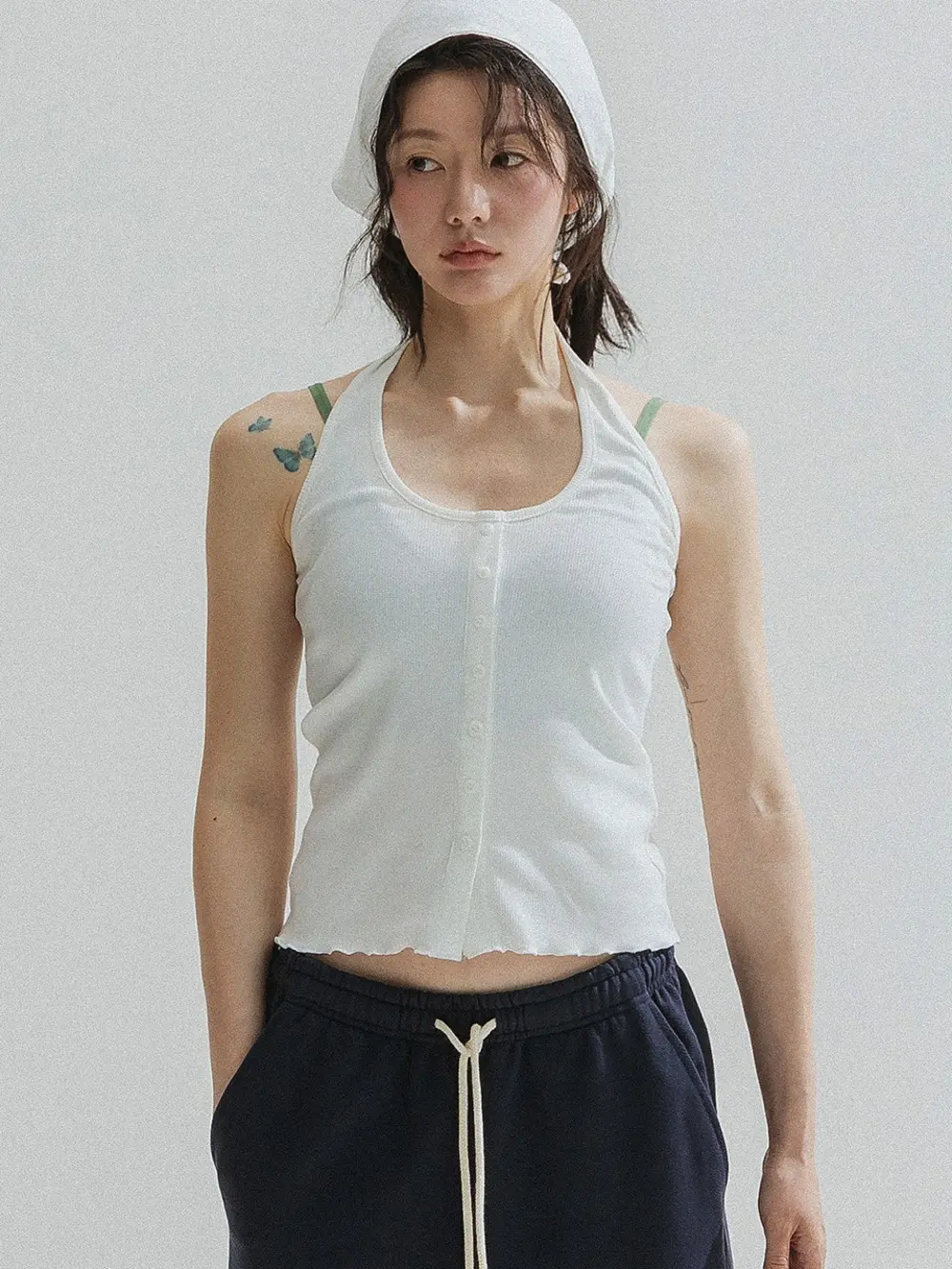 Button Point Cami Top (Ivory)