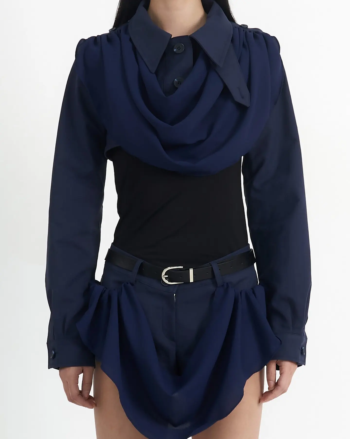 Cowl Crop Jacket (Navy)