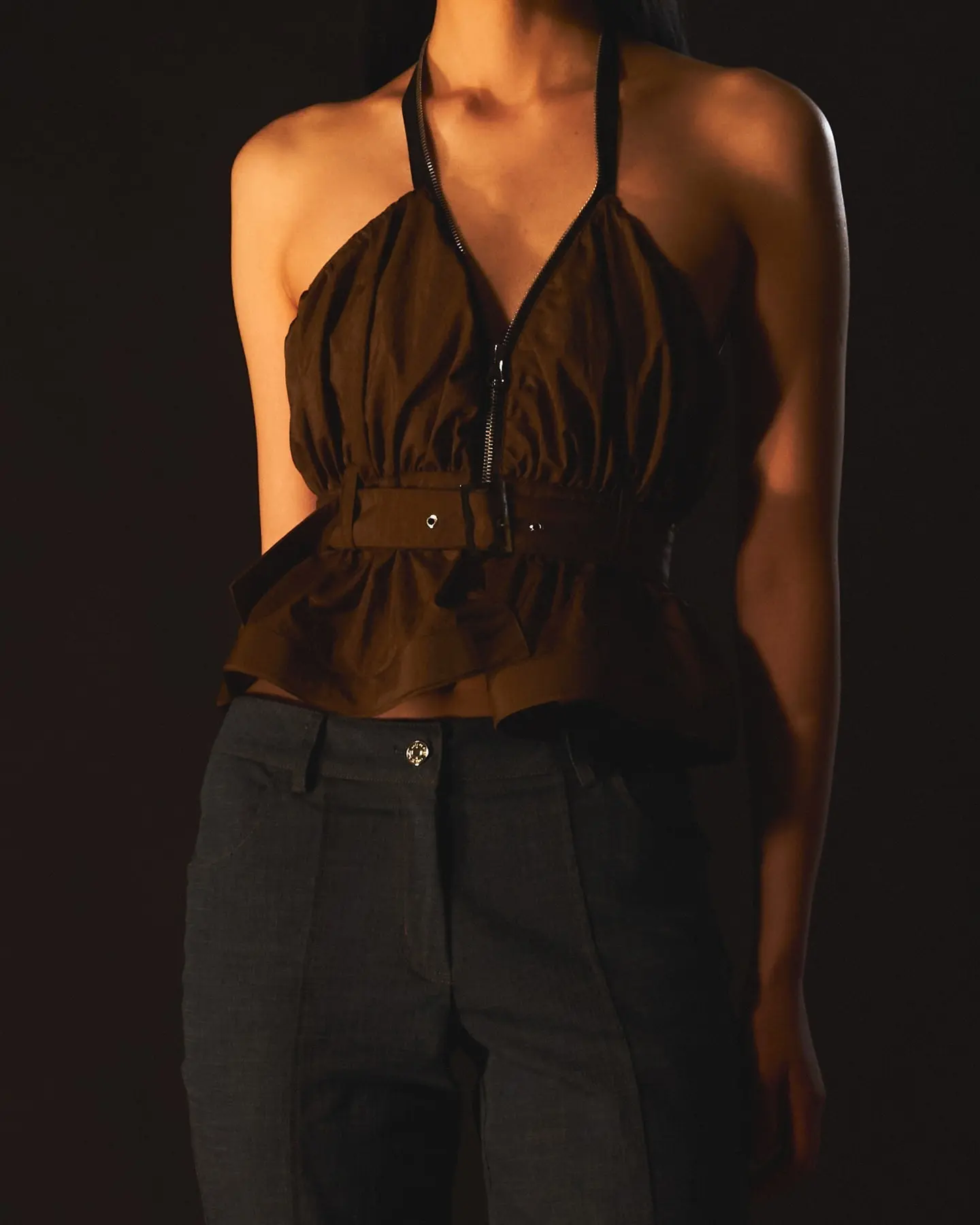 Wrinkled Minimal Top (Dark Brown)