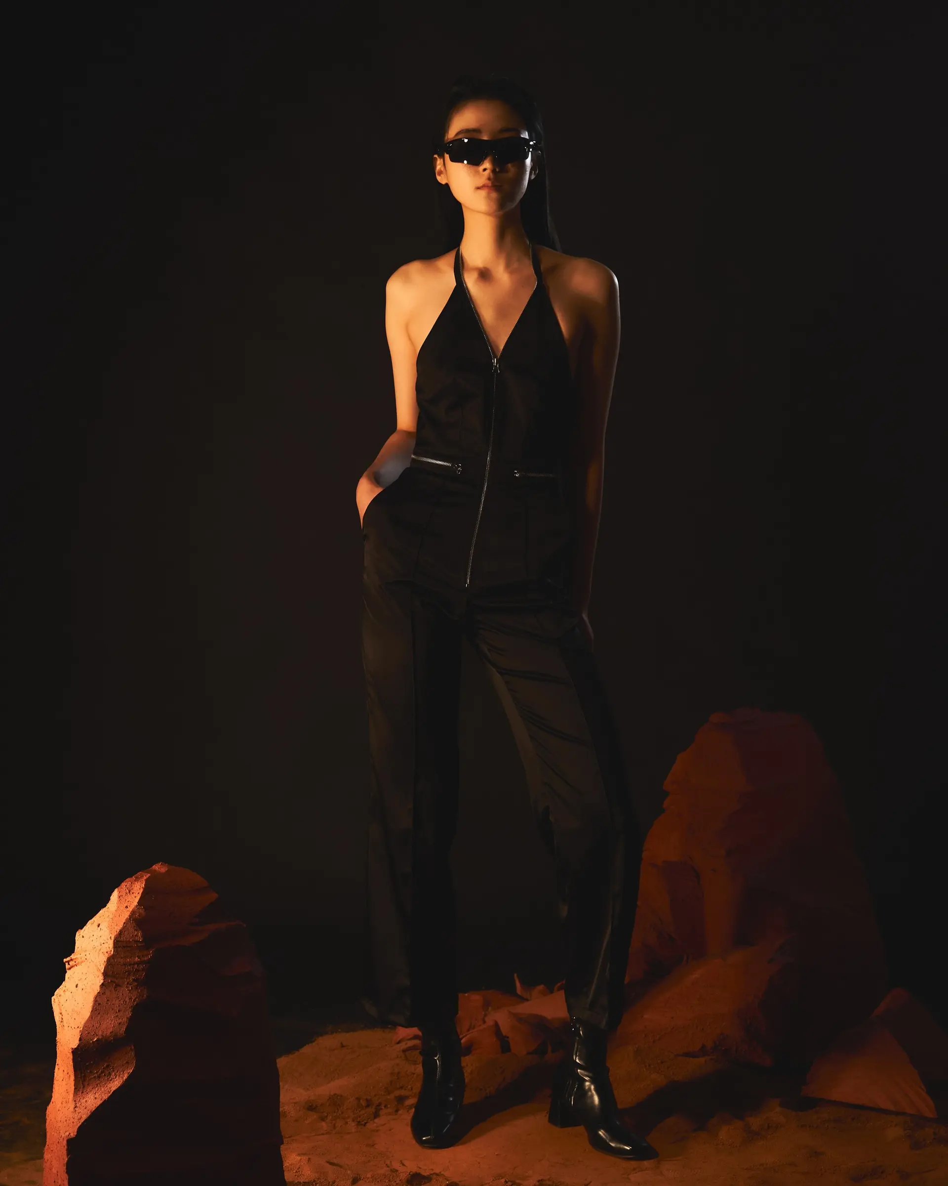 Zipped Jump Suit (Black)