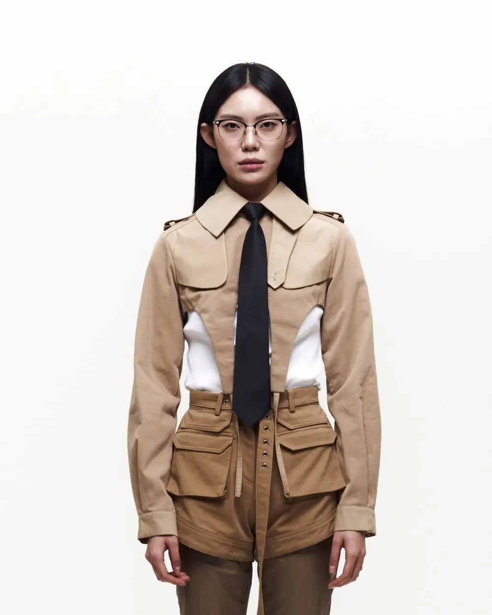 Trench Crop Jacket (Beige)