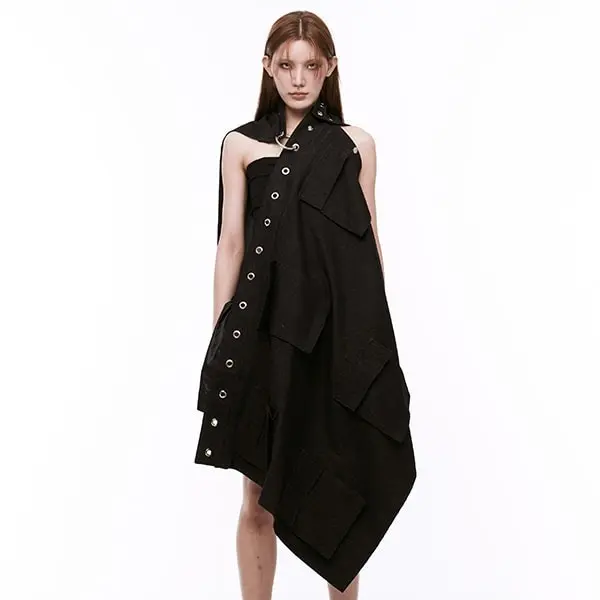 Denim Wrap Skirt Cape (Black)