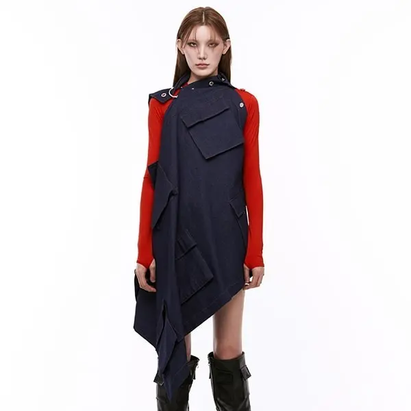 Denim Wrap Skirt Cape (Blue)
