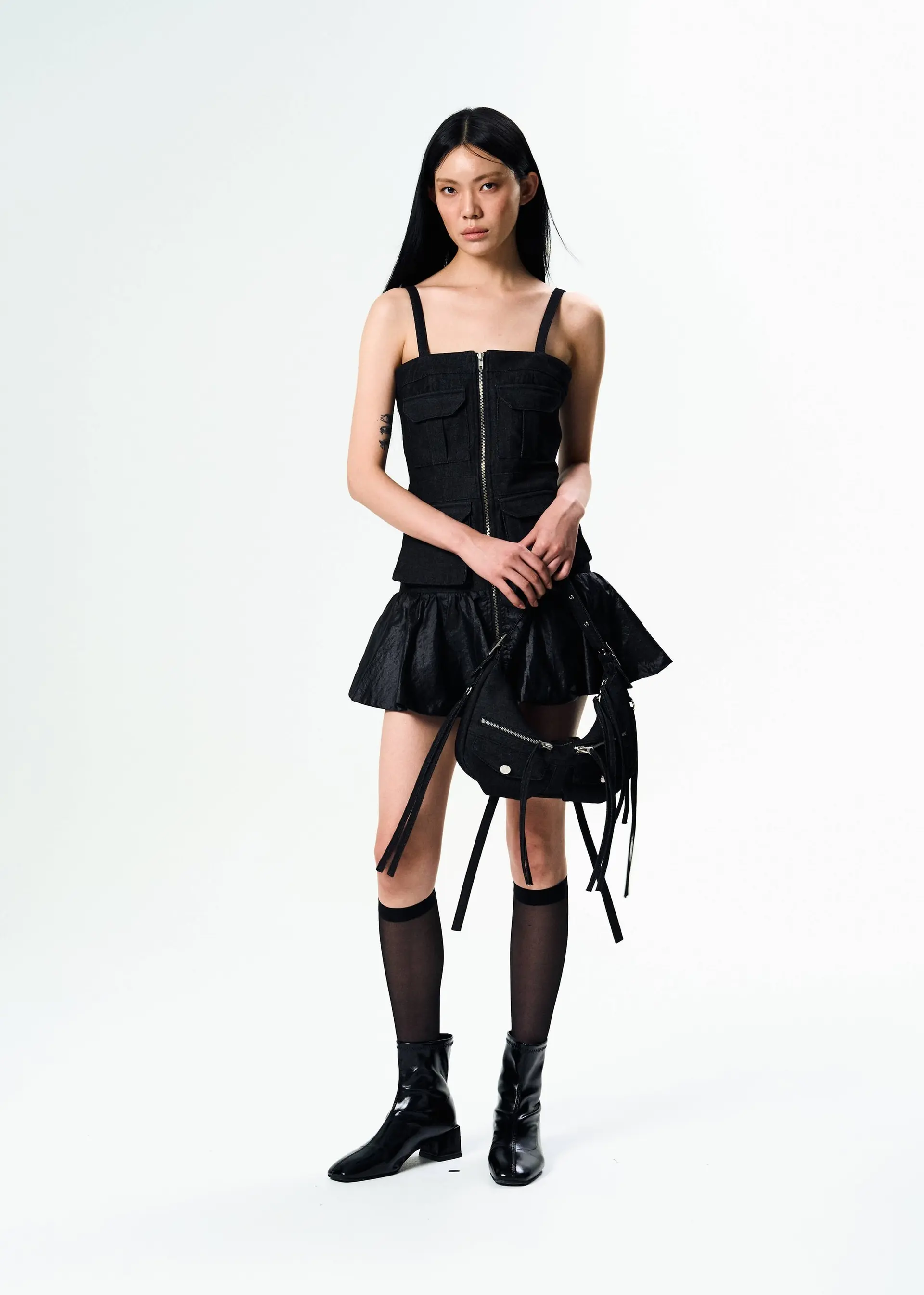 Denim Short Dress (Black)