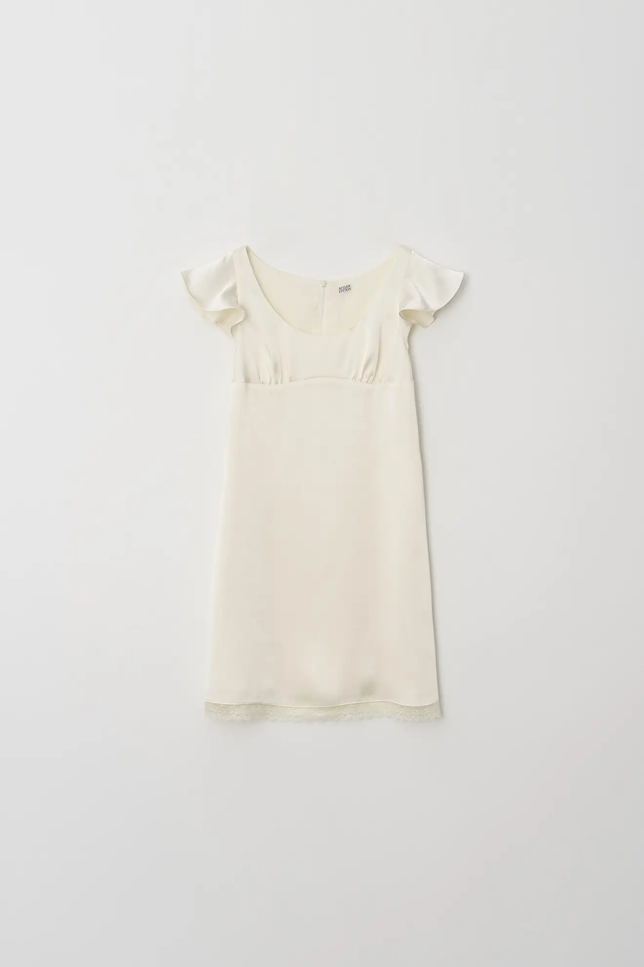 Satin Lace Detail Dress (Cream)