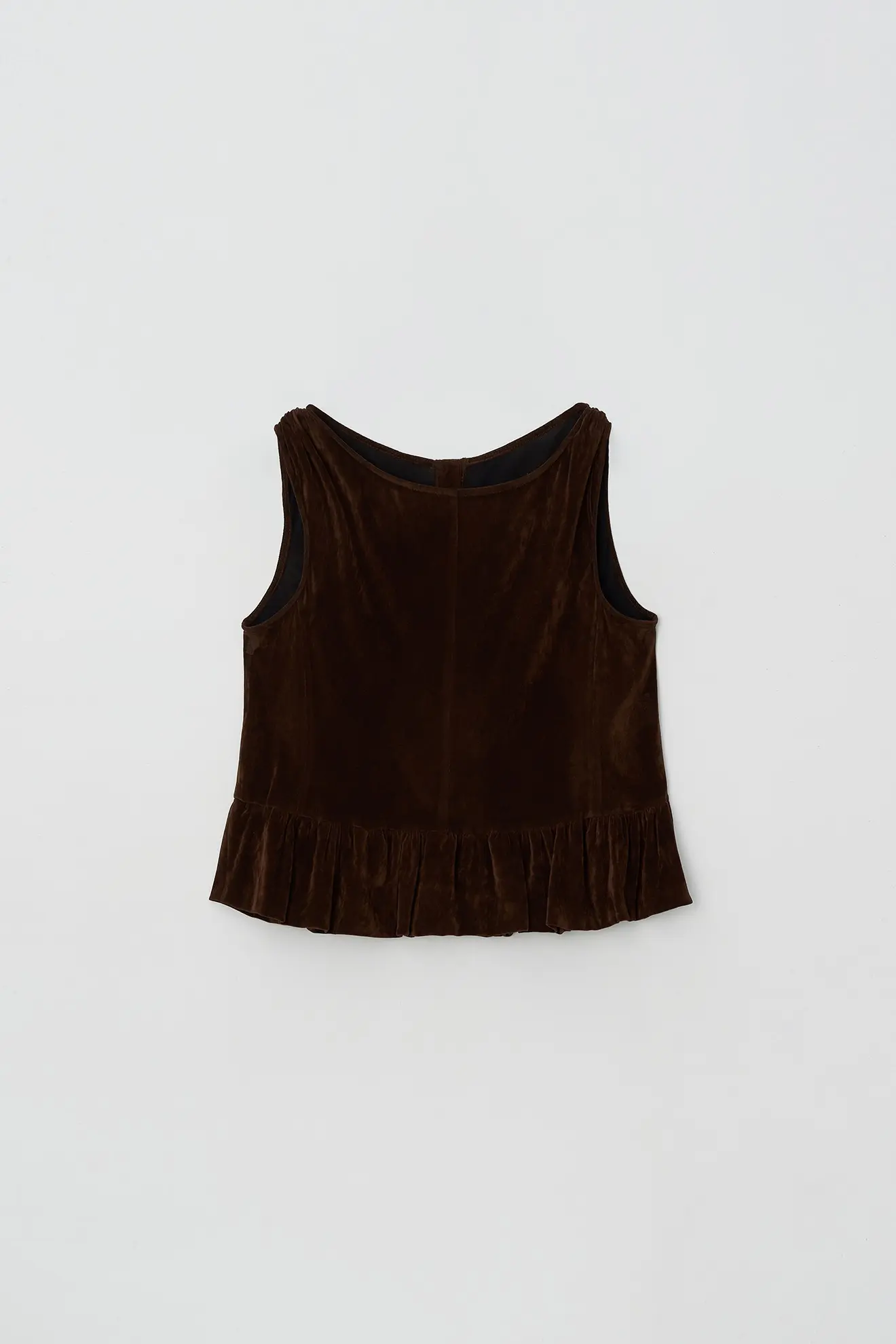 Ruffled Velvet Blouse (Brown)