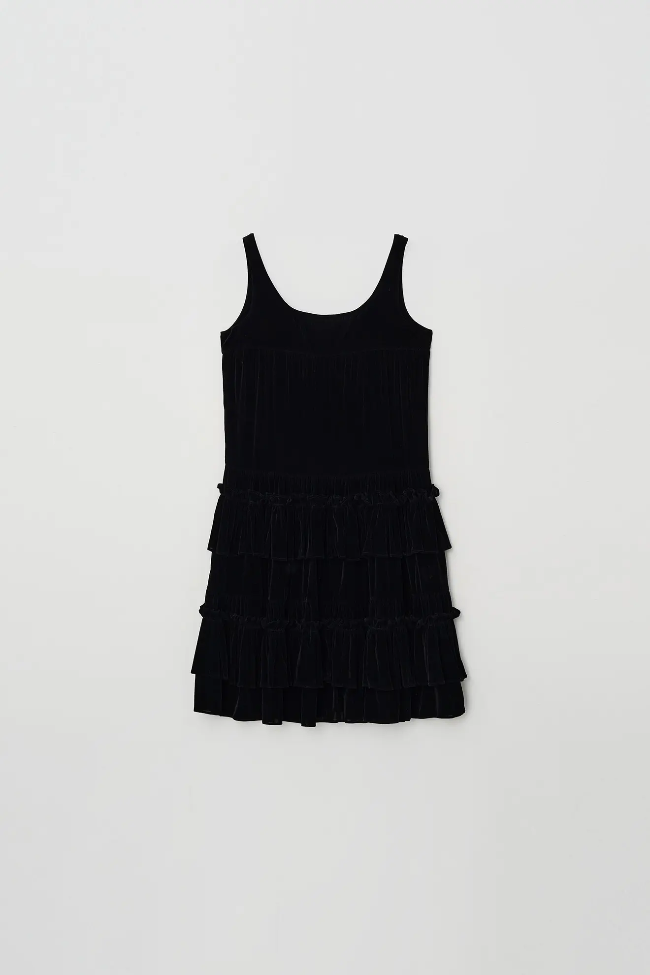 Ruffled Velvet Dress (Black)