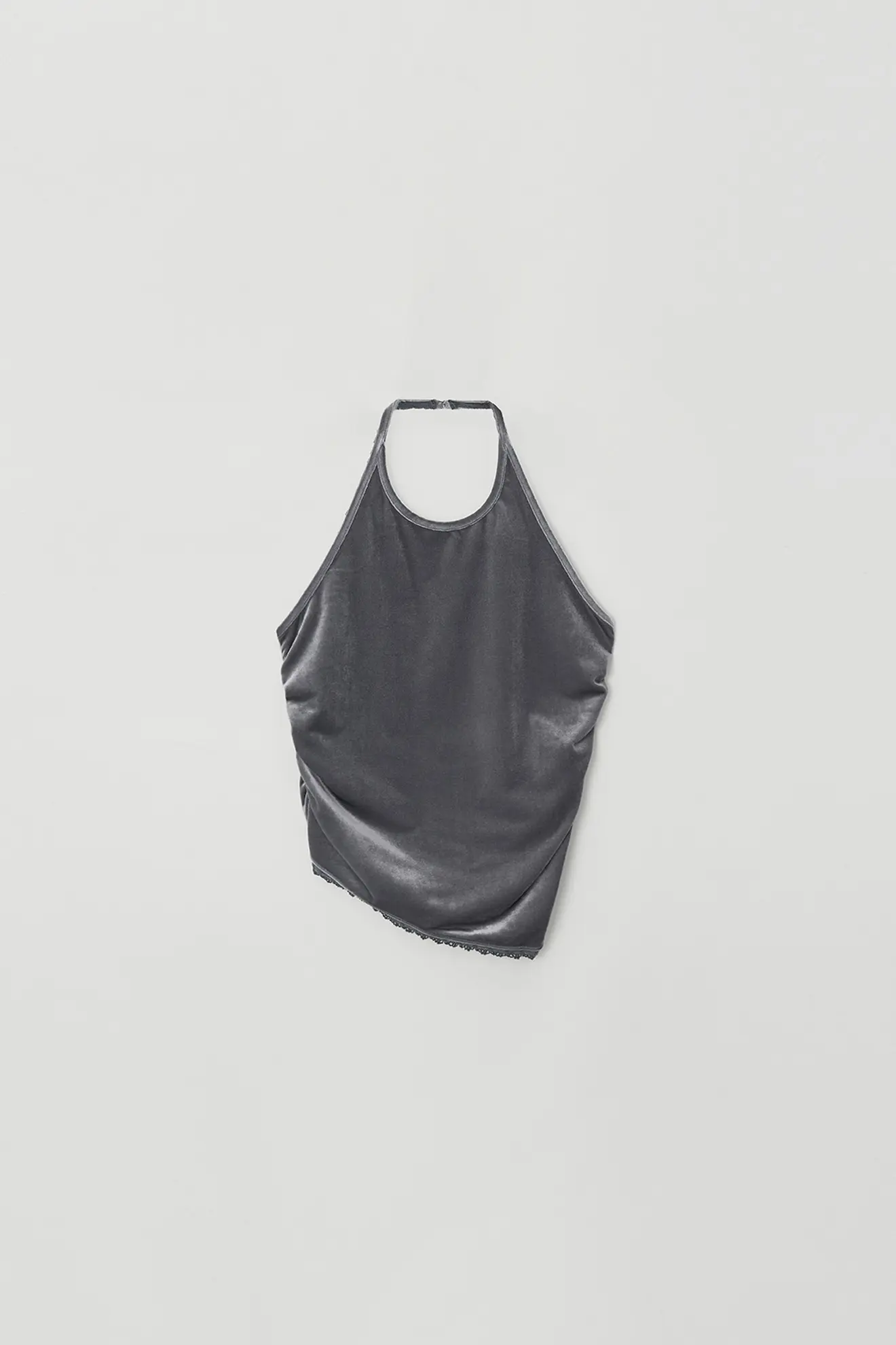 Velvet Lace Halter Top (Gray)