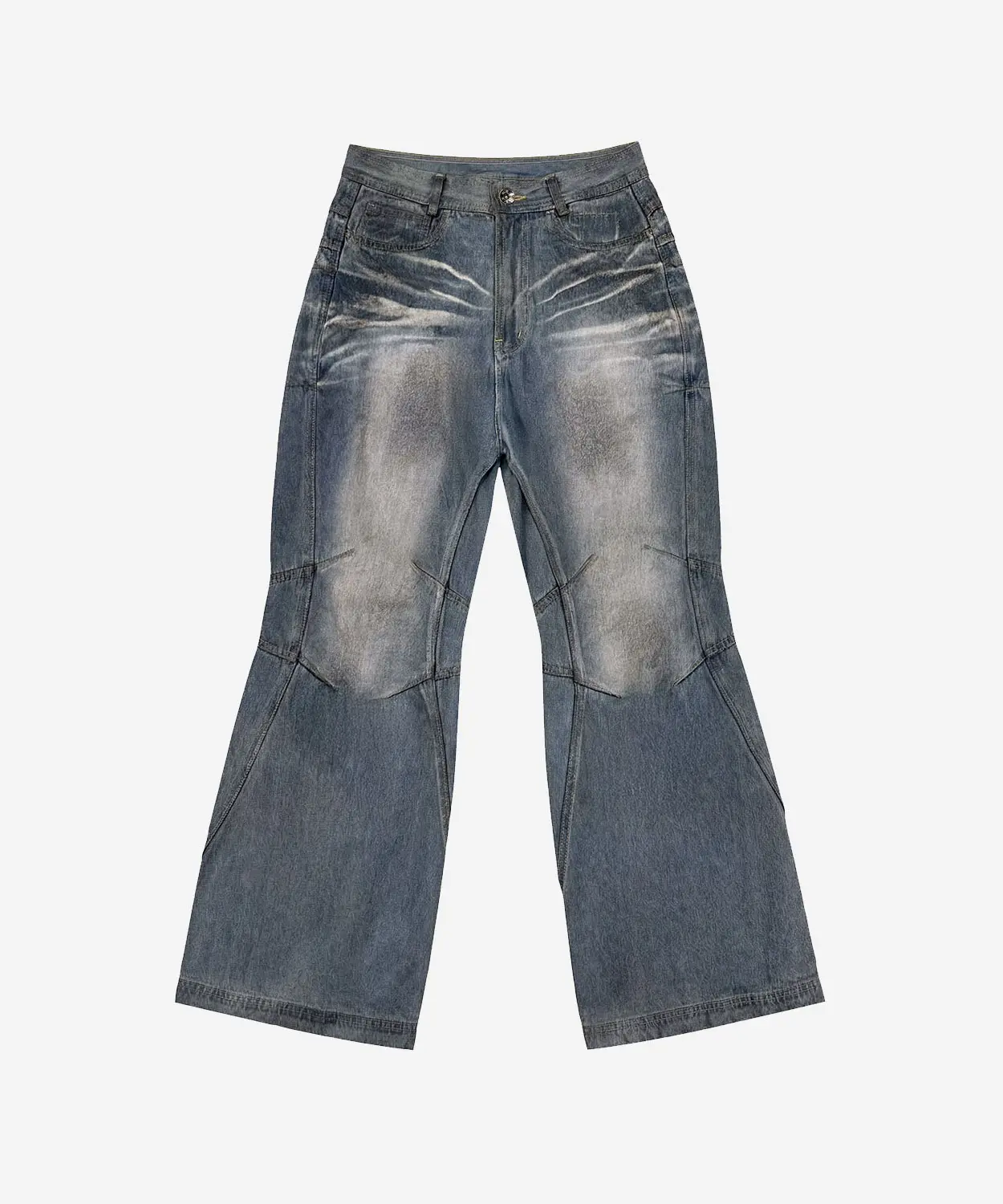 Double Yoke Oil Washed Bootcut Denim Pants