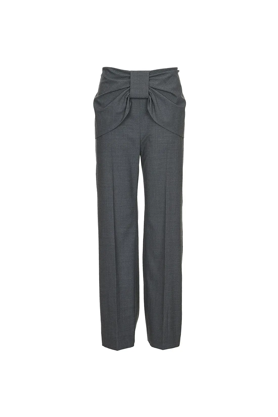 Ribbon Drape Wool Pants Grey