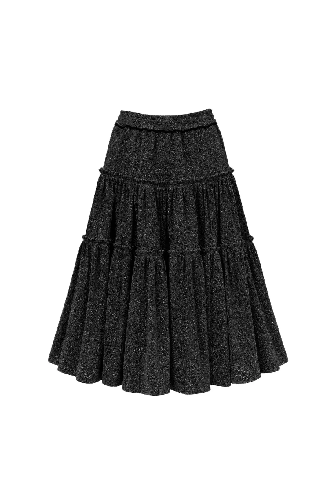 Glitter Detail Long Skirt Black