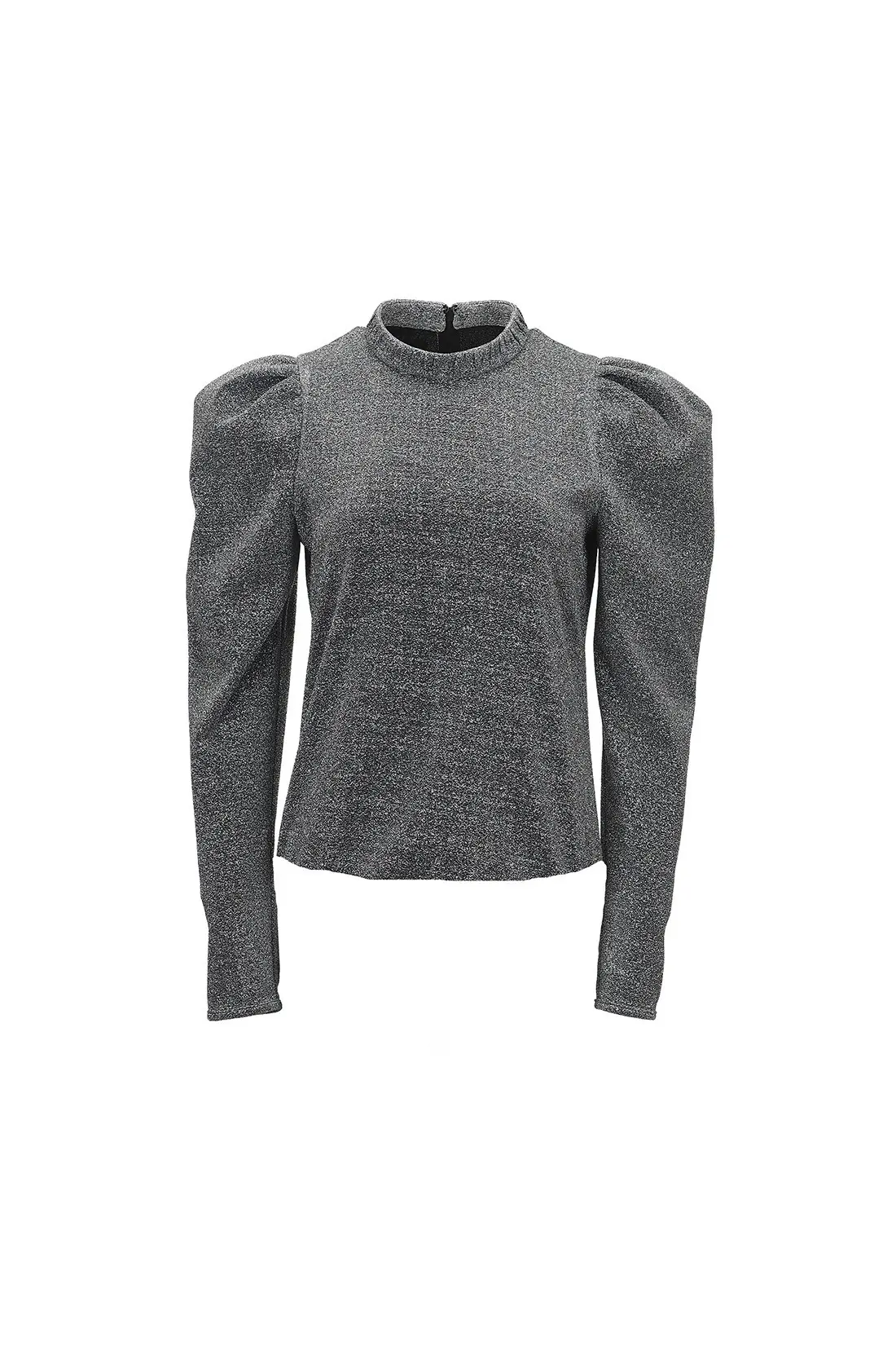 Glitter Puff Blouse Silver