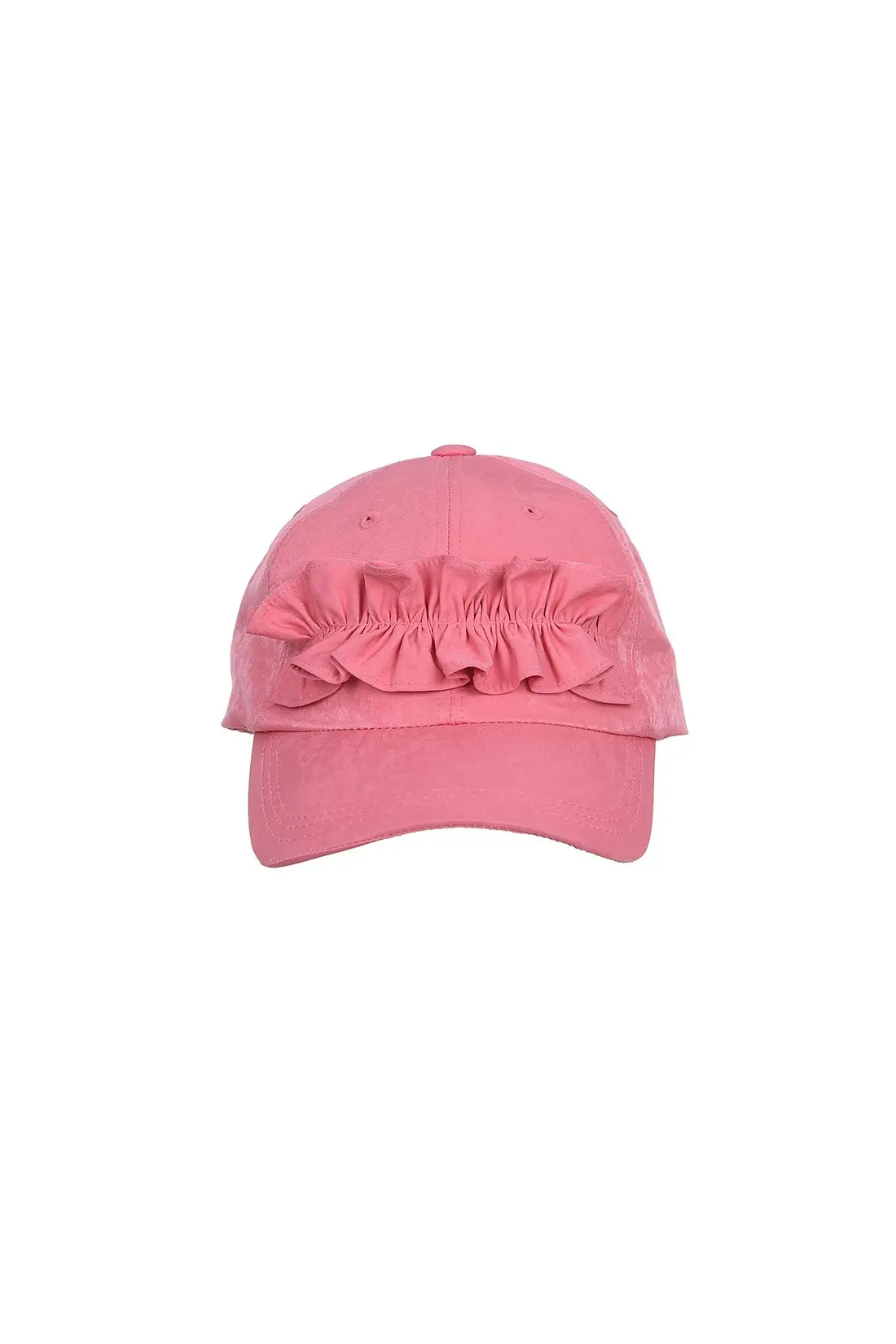 Frill Detail Logo Embroidered Ball Cap Pink