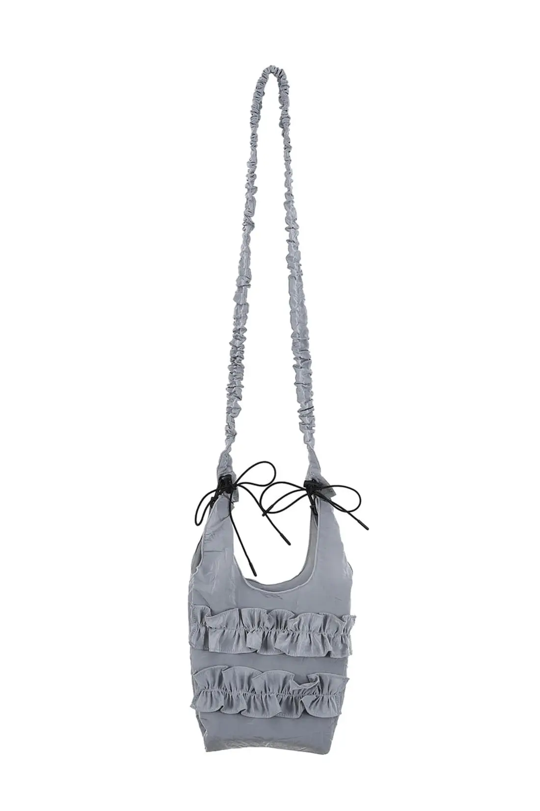 Frill Detail String Bag Grey