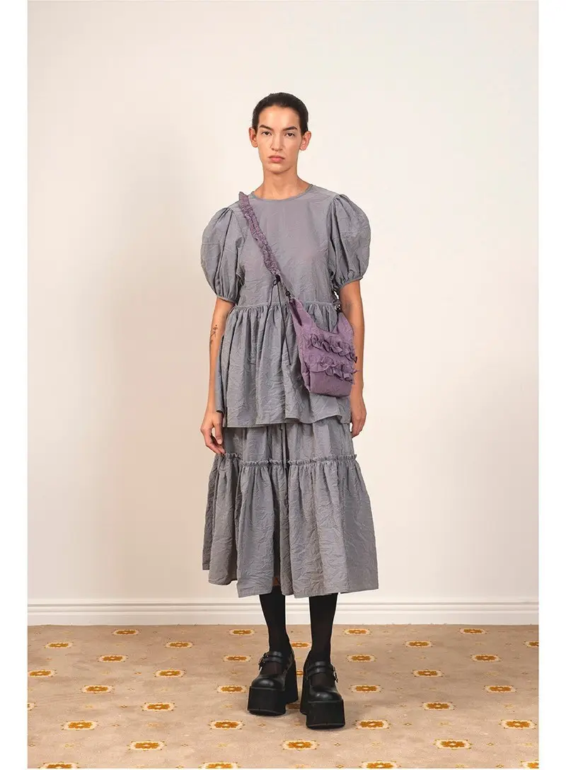 Frill Detail String Bag Purple