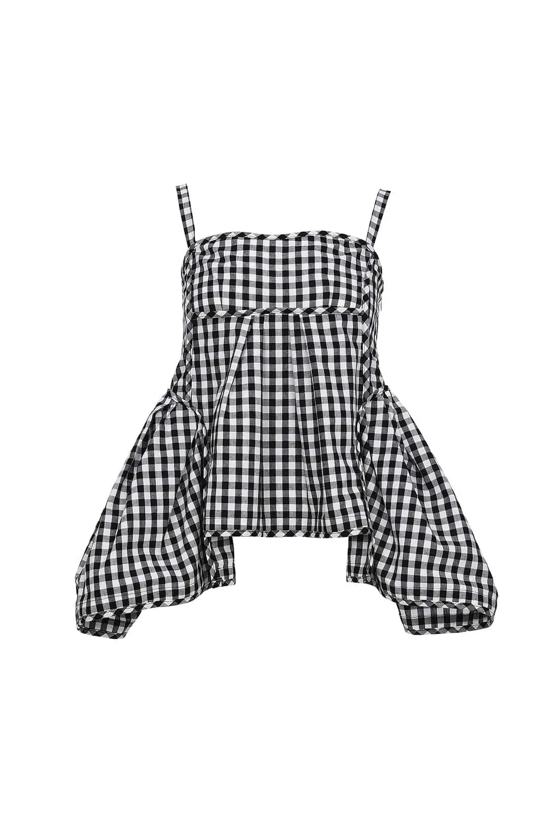 Gingham Check Cutting Line Top Black