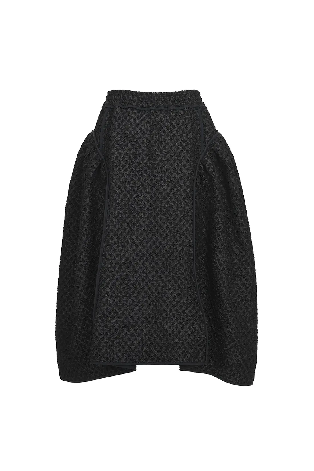 Cutting Line Detail Volume Skirt Long Version Black