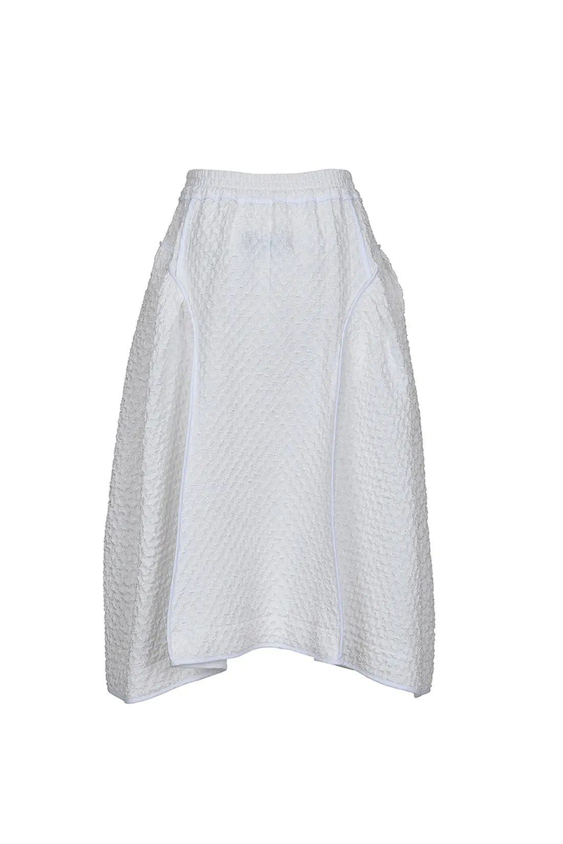 Cut-Line Detail Volume Skirt Long Version White