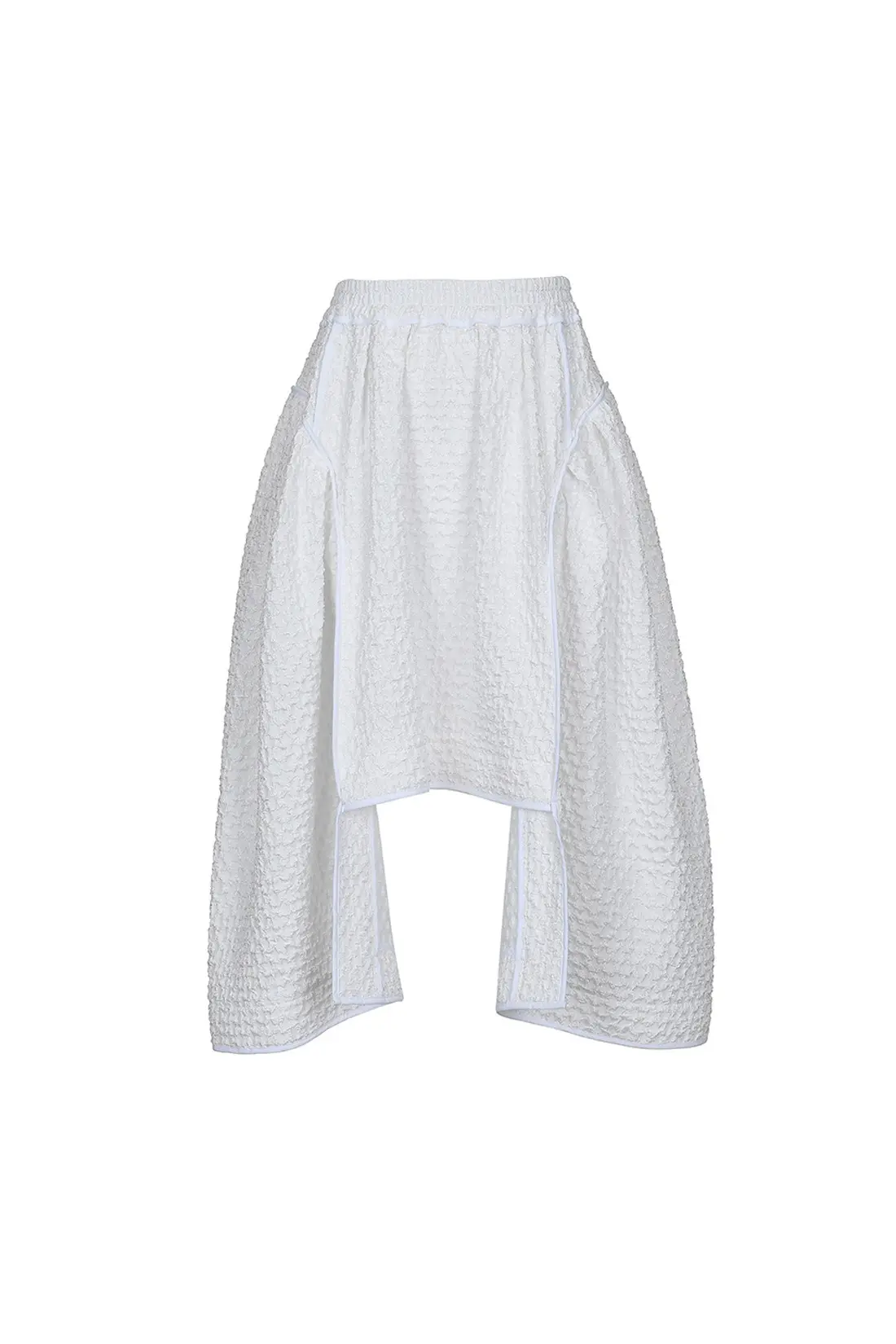 Cut Line Detail Volume Skirt White