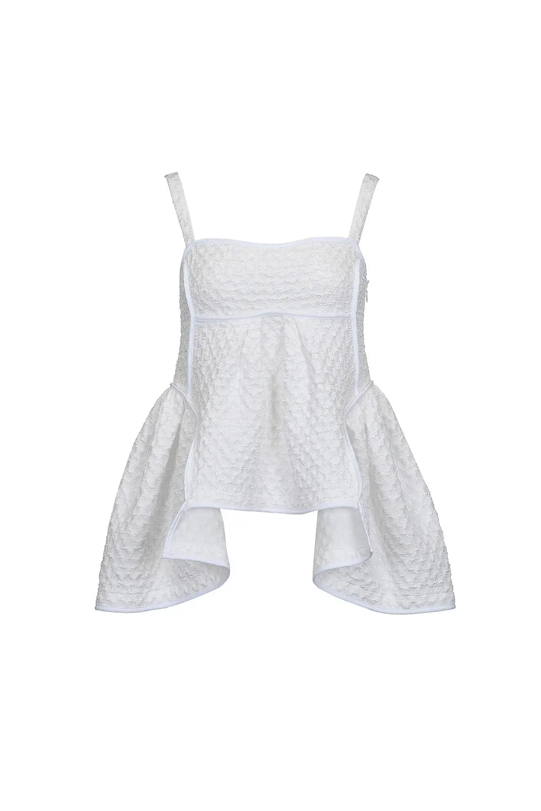 Cutting Line Detail Strap Blouse White