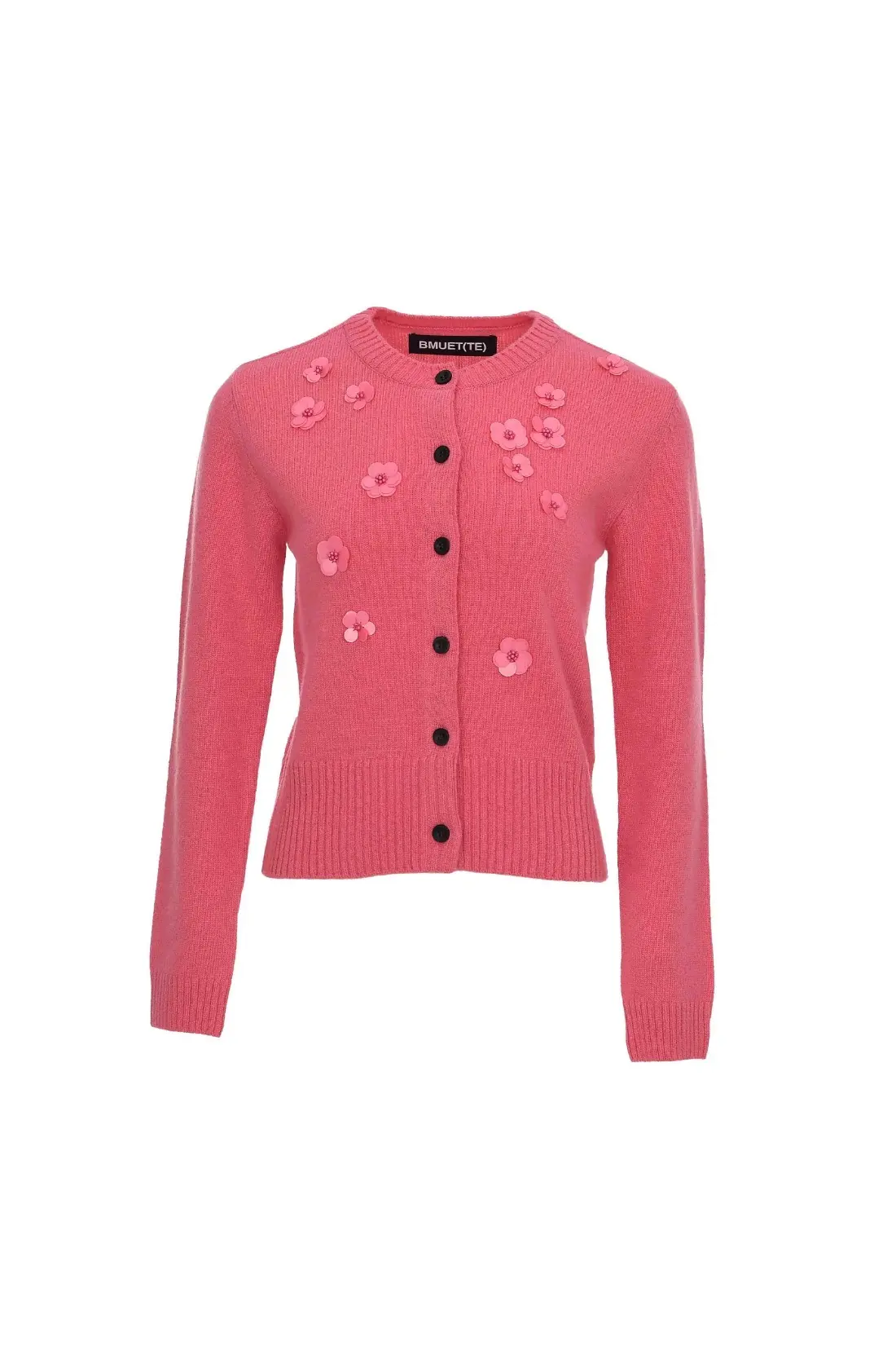 Bead Detail Wool Knit Cardigan Pink