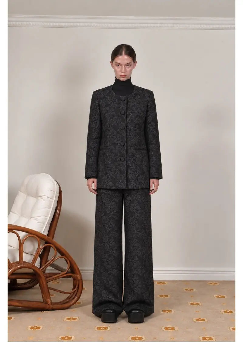 Jacquard Lapel-less Jacket