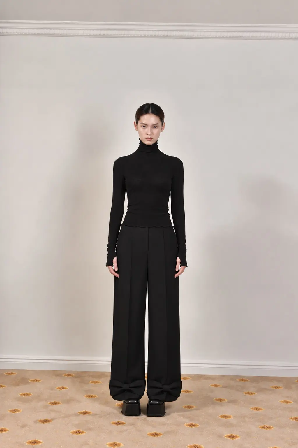 Ribbon Detail Wool Pants