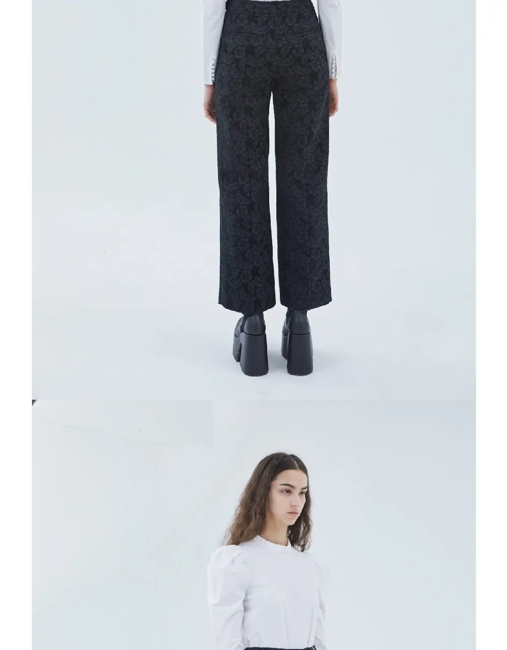 Buckle Detail Jacquard Pants Black