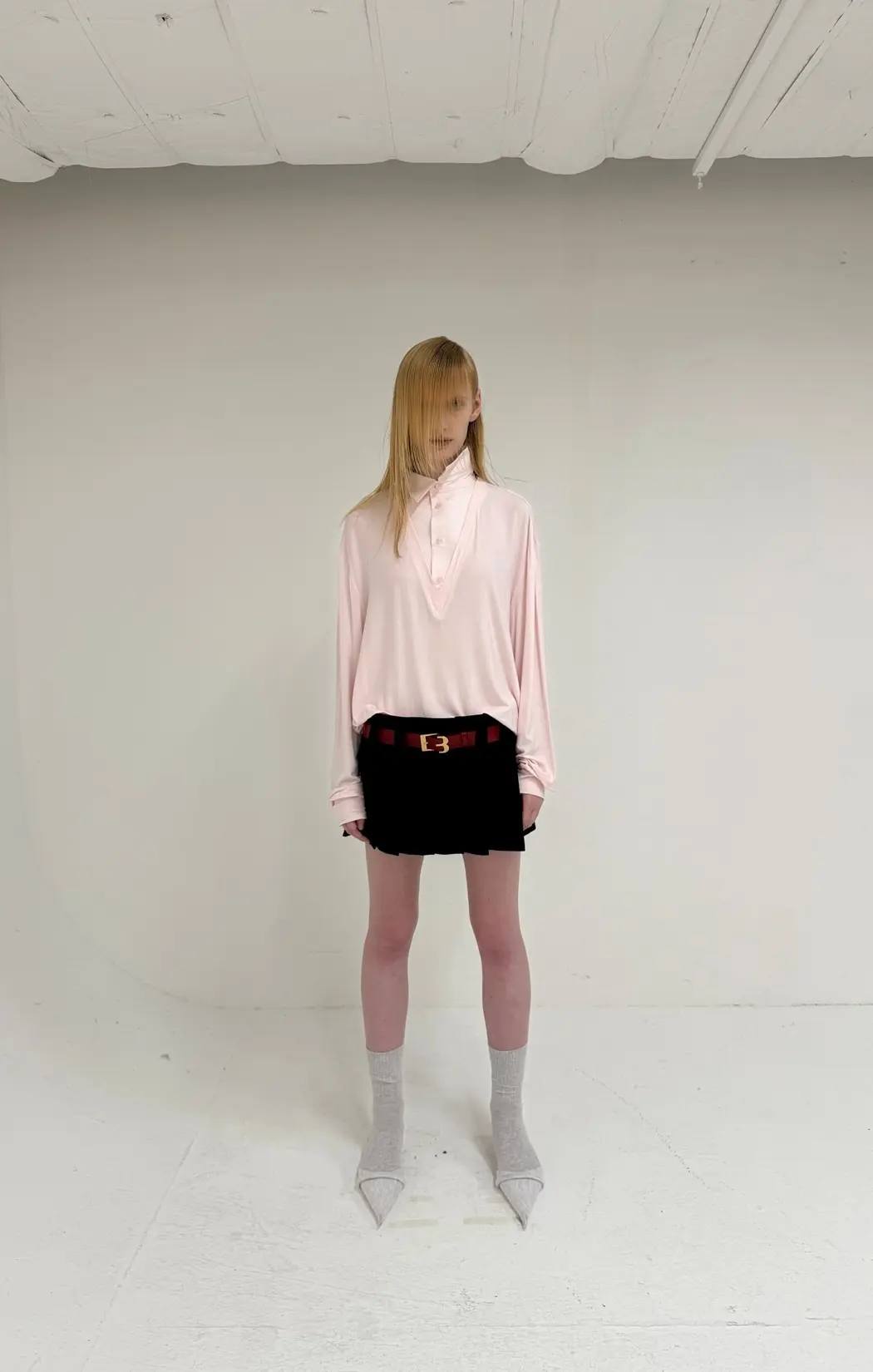 Fake Shirt Layering V-Neck Sweater