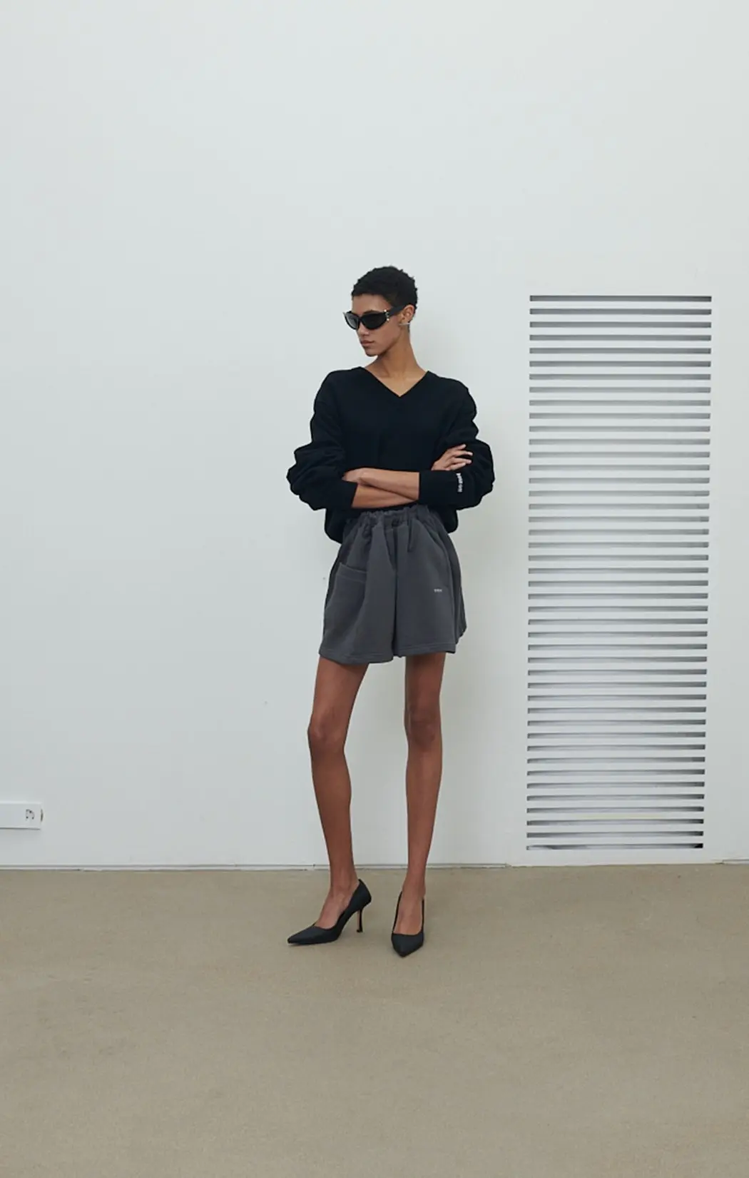 Giant Front-Volume Sweat Mini Skirt