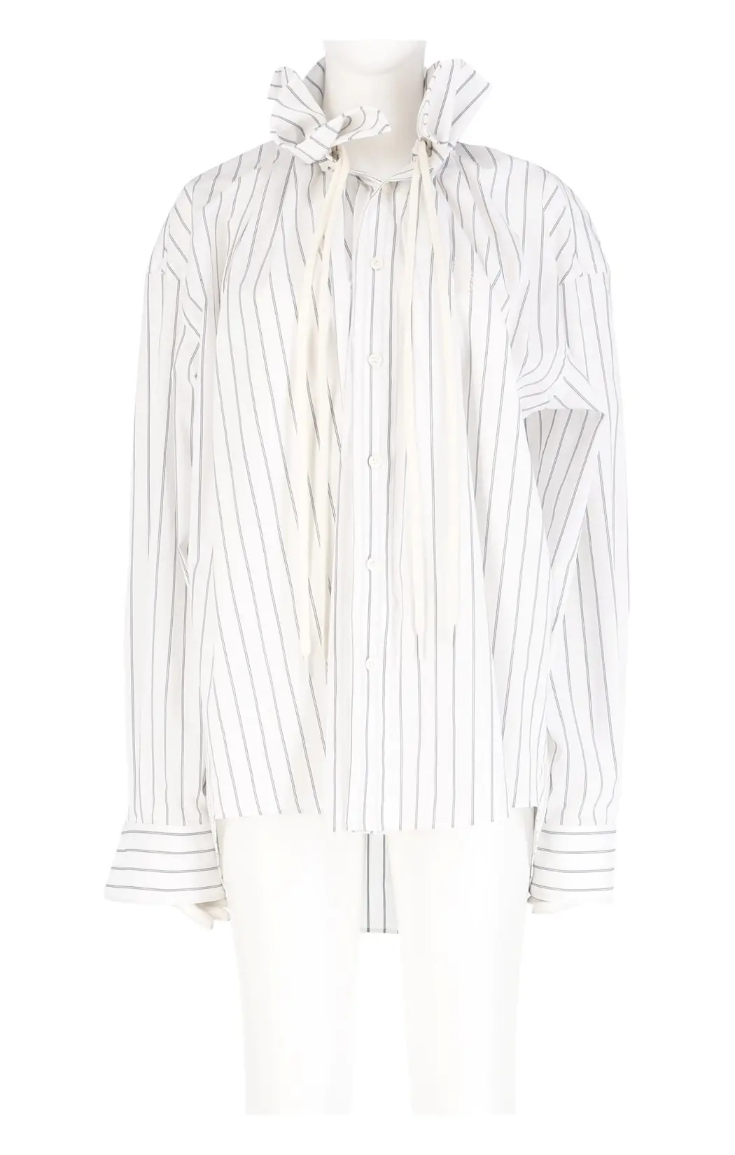 Gathered Neck Shirt (Wide Stripe)