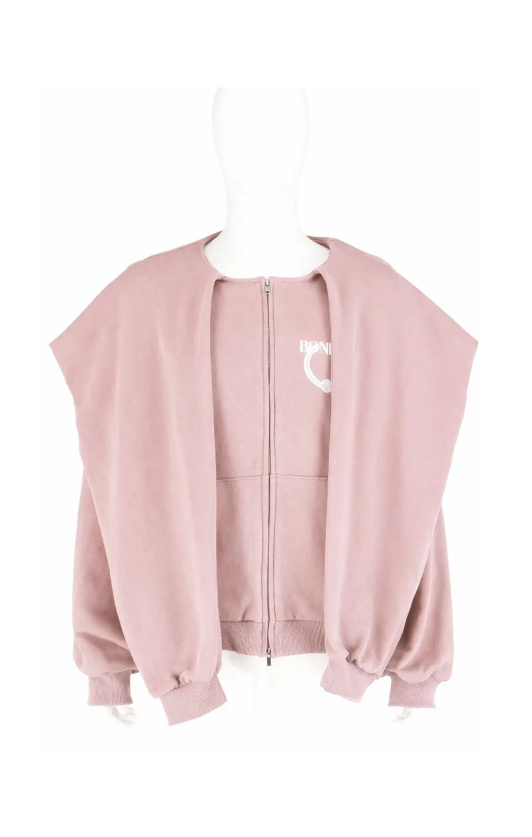 Sleeve Hoodie Zip-Up Jacket (Baby Pink)