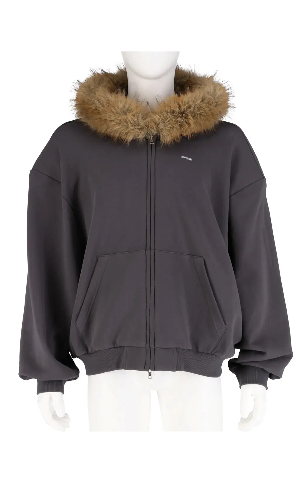 Fur Trimmed Hoodie Zip-Up Jacket