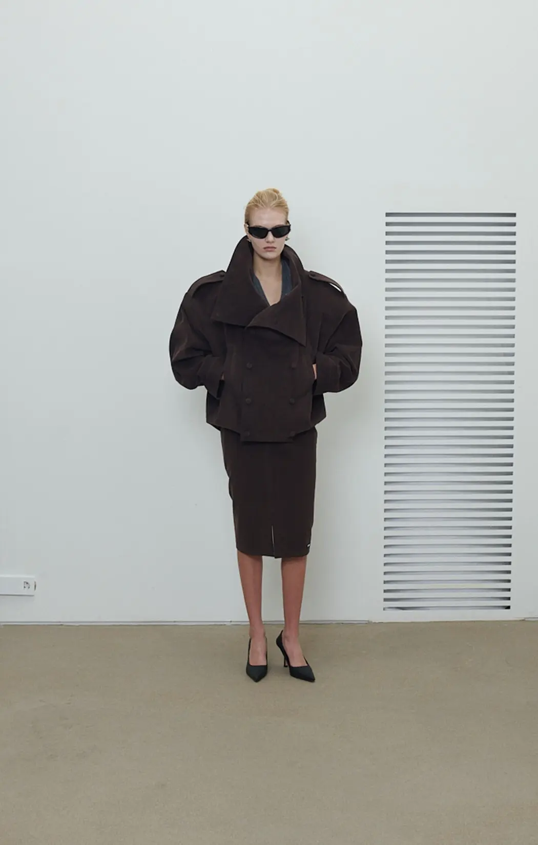 Funnel Neck Corduroy Jacket