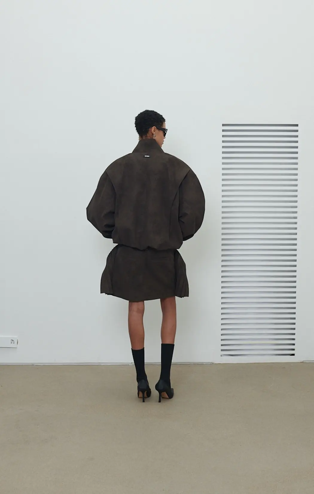 Bubble Hemming Faux Suede Jacket