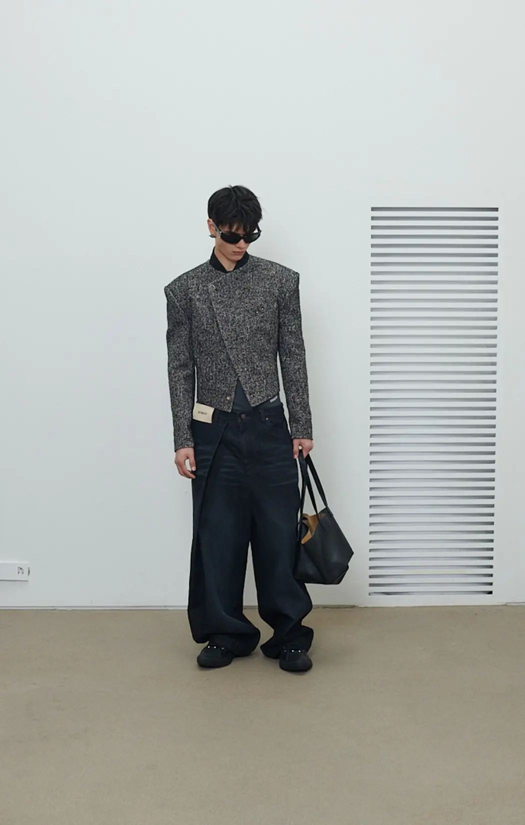 Closed Notched Collar Blazer (Multi Black Tweed)