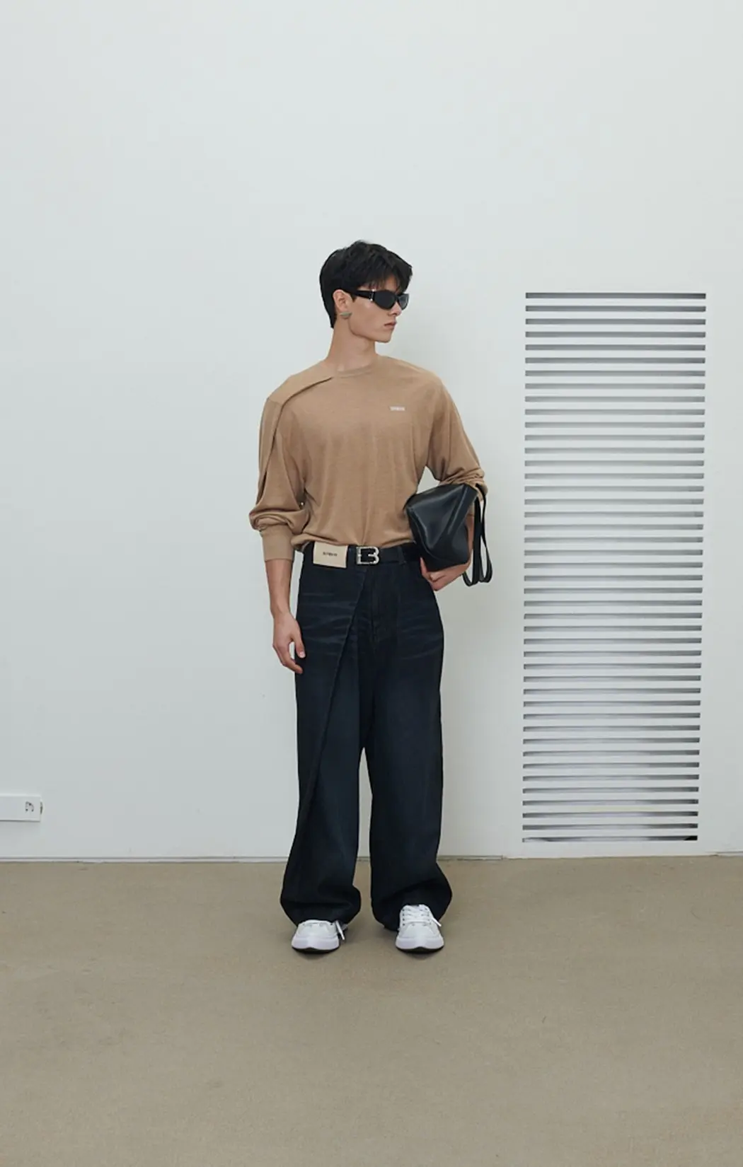 Asym-Tuck Sweater (Beige)