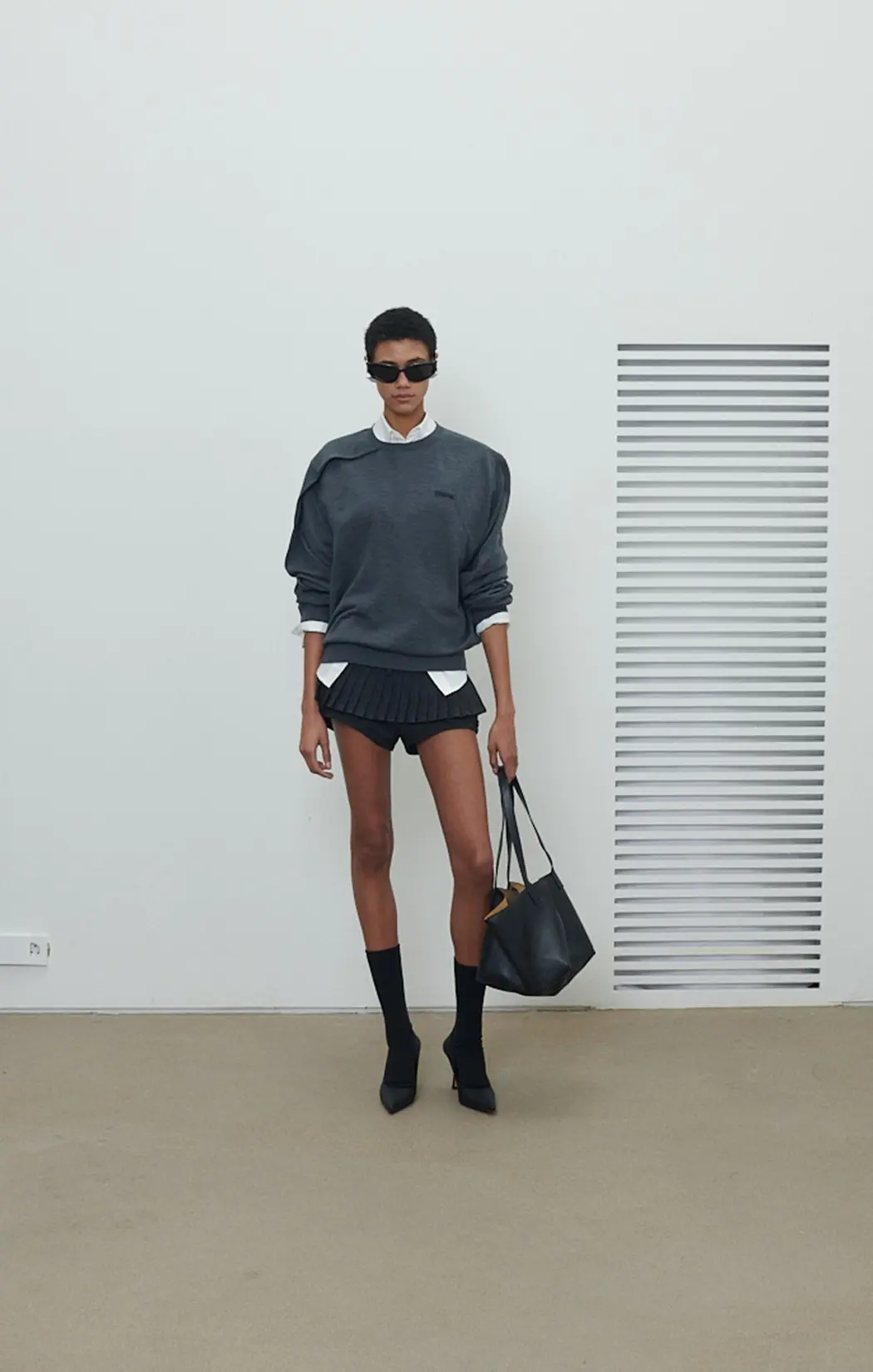 Asym-Tuck Sweater (Dark Grey)