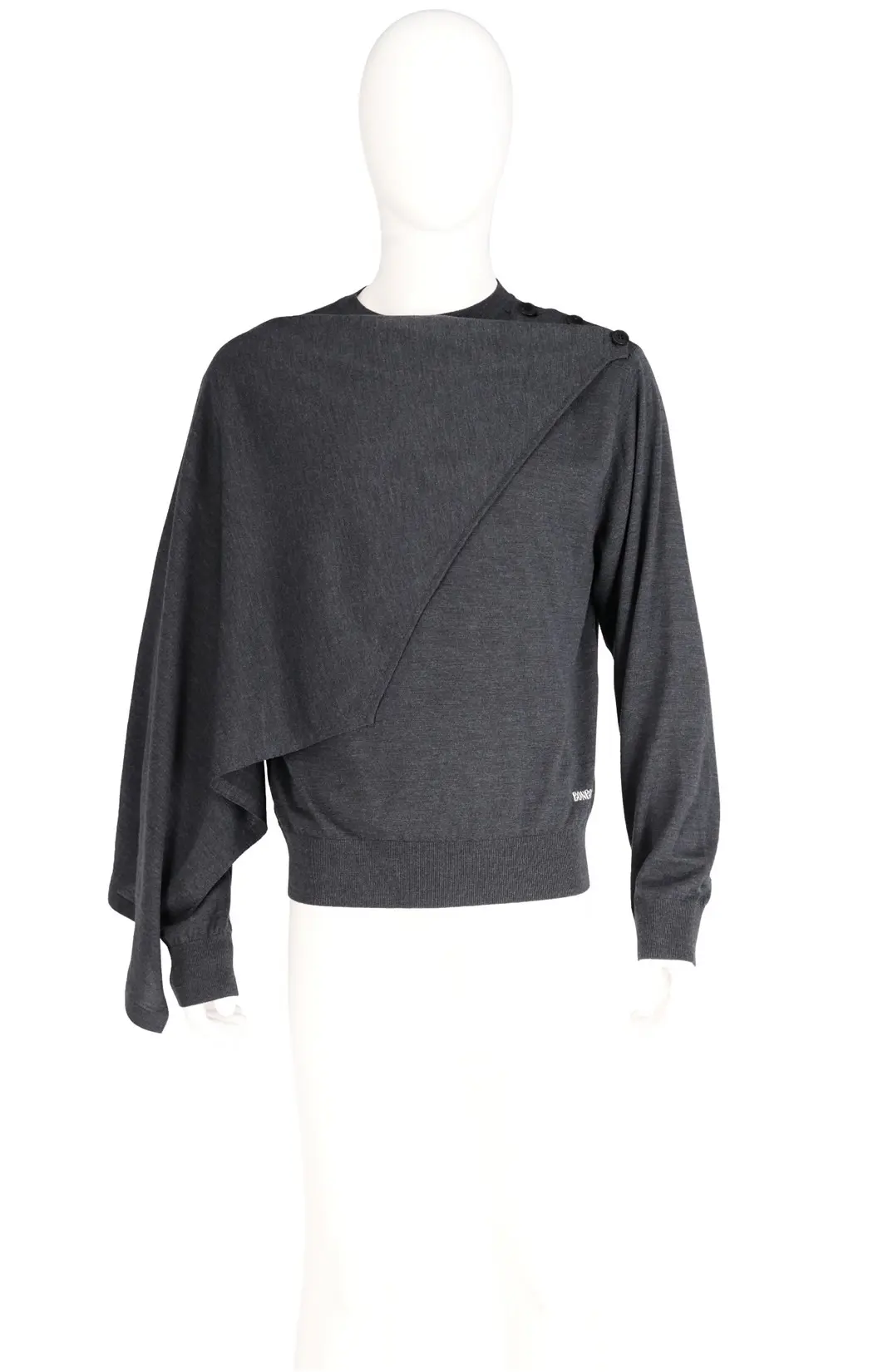 Shawl Scarf Sweater With Buttons (Dark Grey)