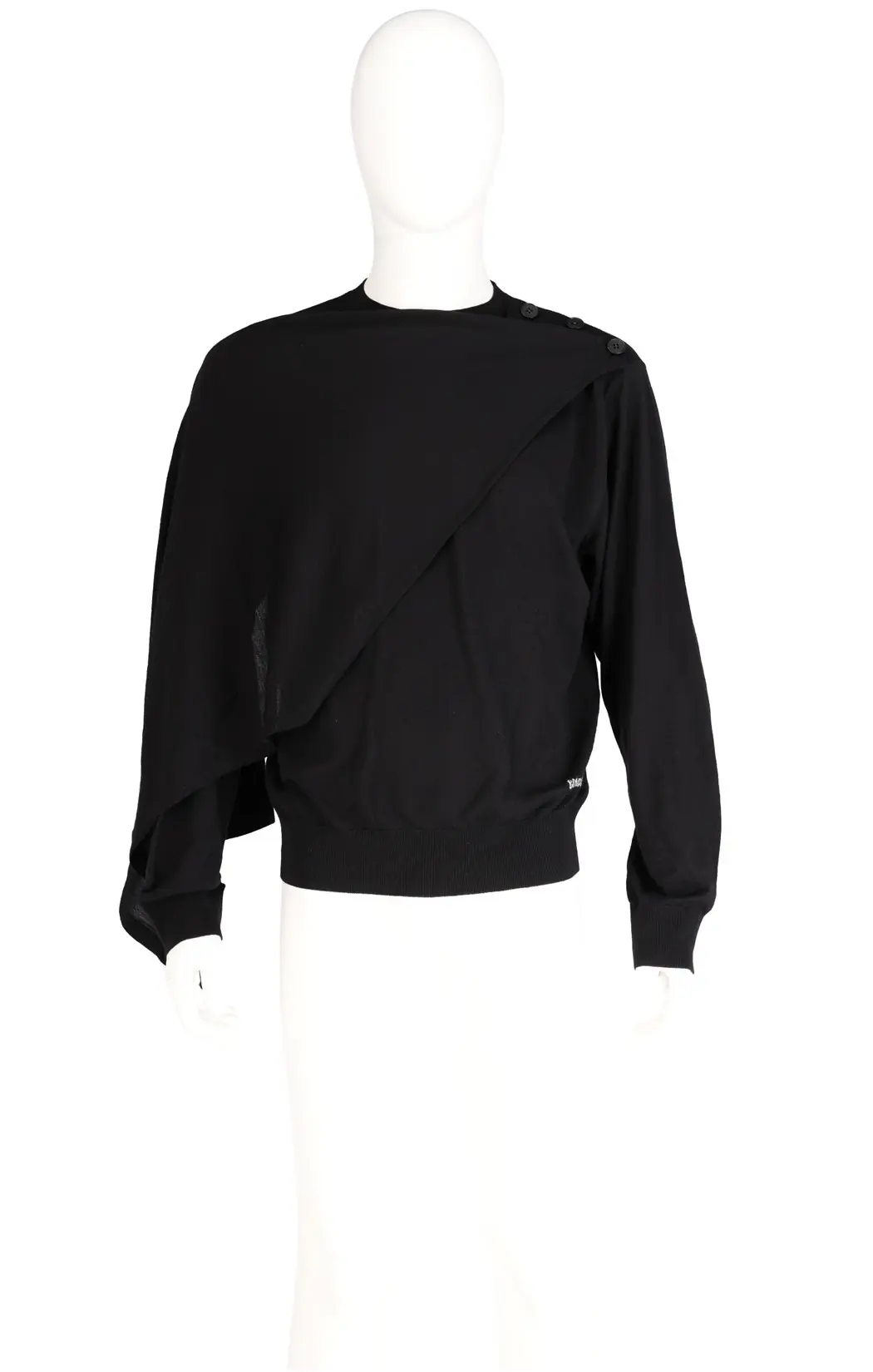 Shawl Scarf Sweater With Buttons (Black)