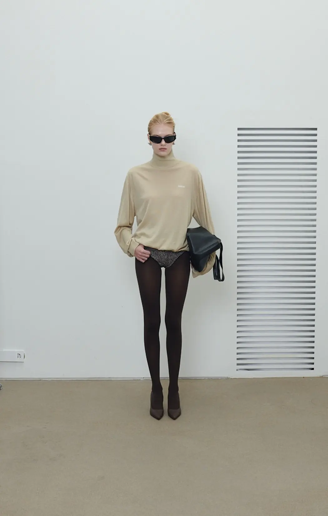 High Neck Sweater (Bright Beige)
