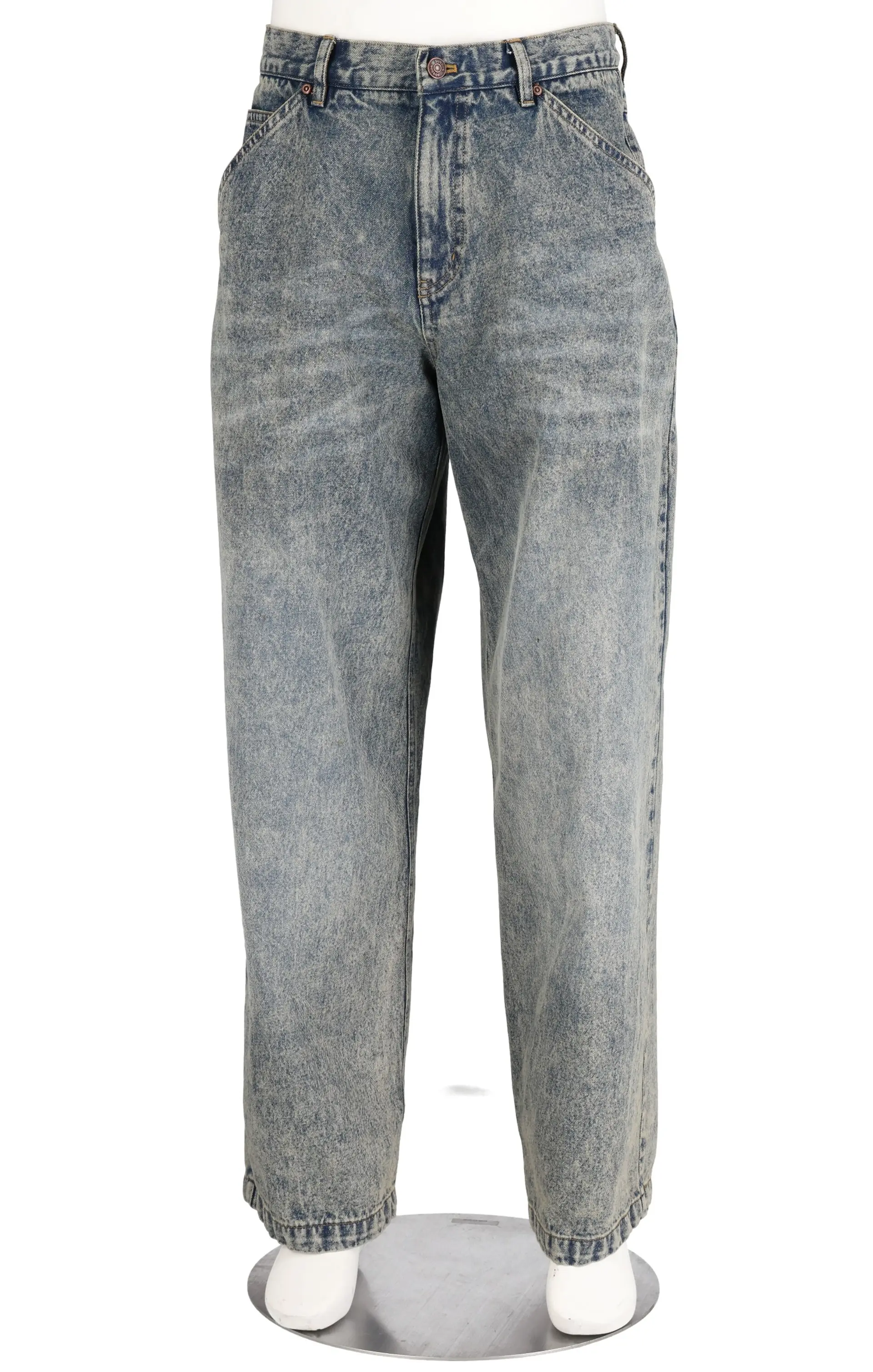 Back Box Pleats Pants (Blue Denim)