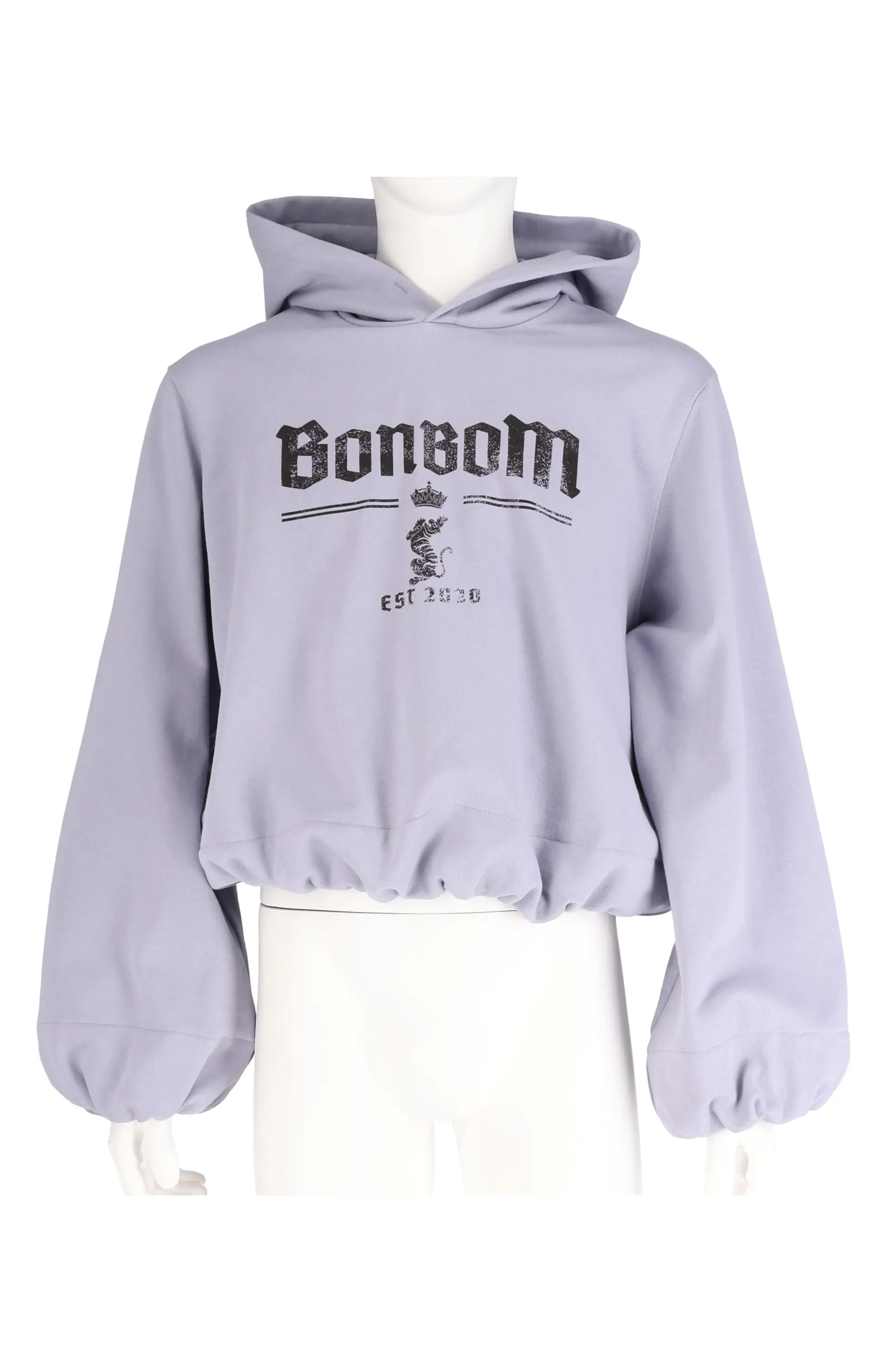 Tiger Logo Printed Bubble-Hem Hoodie (Lavender Blue)