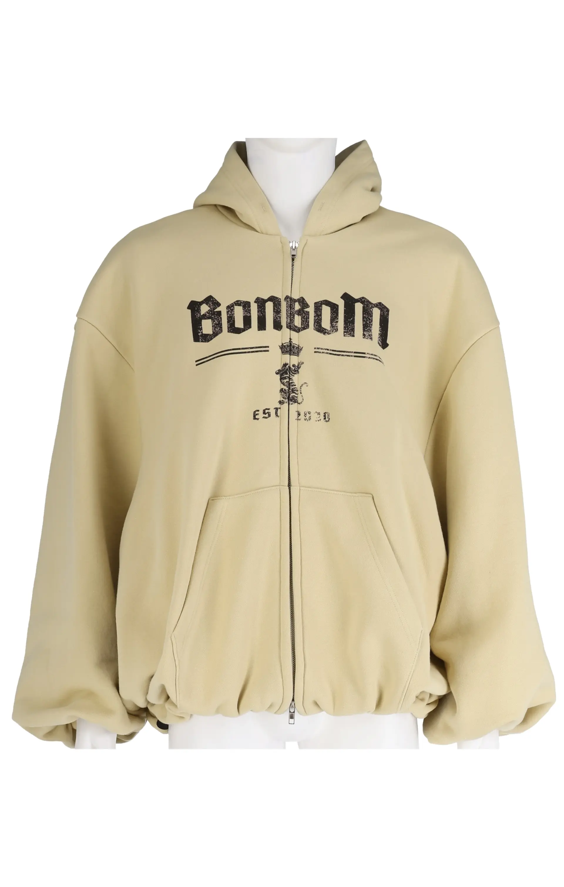 Bubble-Hem Hooded Zip-Up Jacket