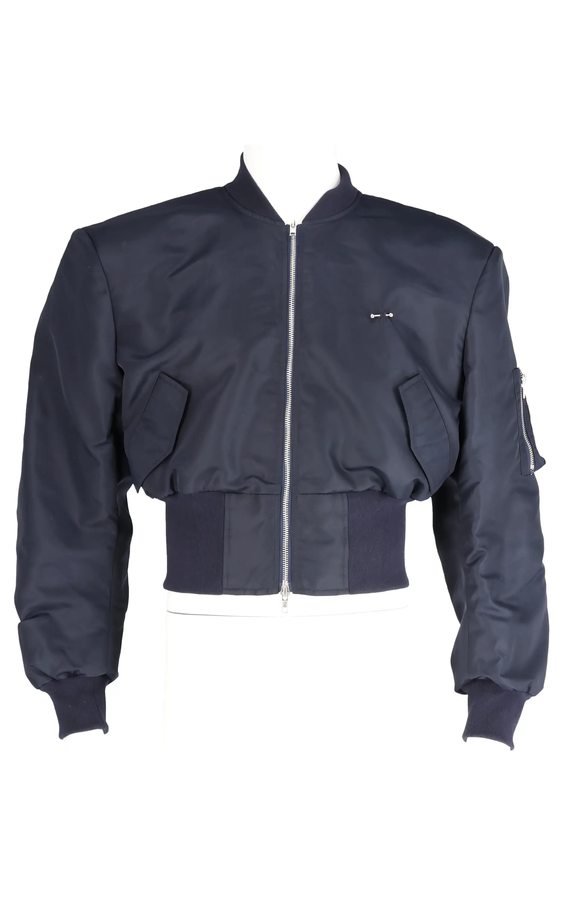 Cropped Wide-Rib Bomber Jacket