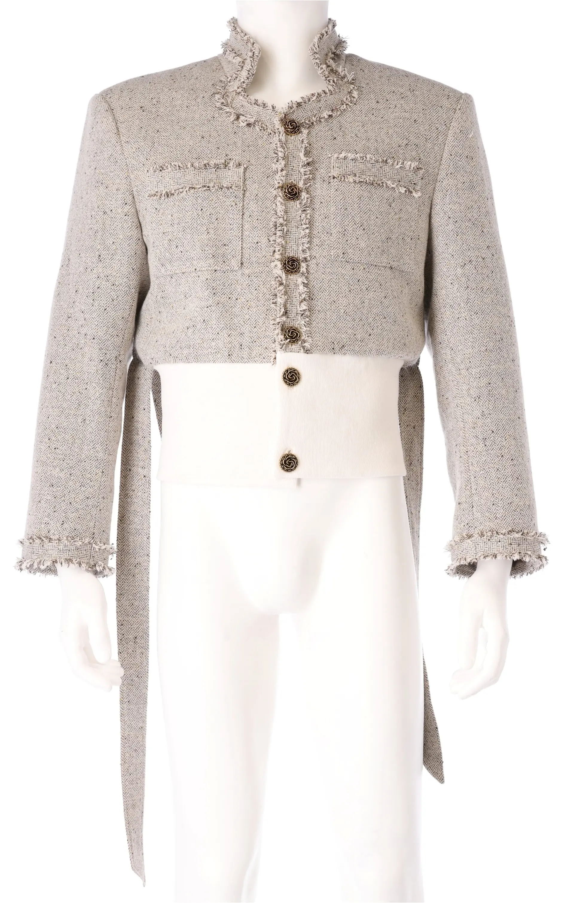 Cropped Wide-Rib Tweed Blazer