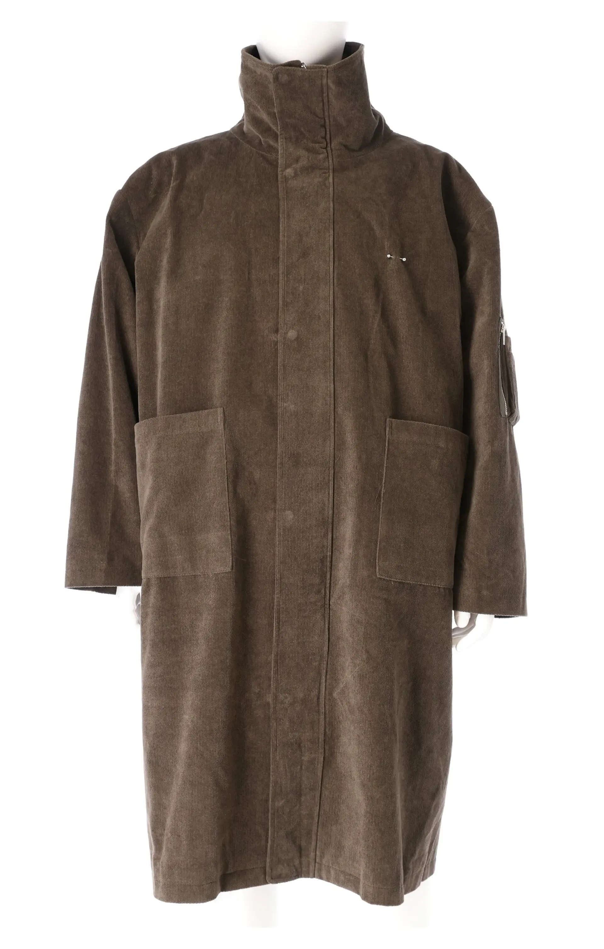 Structured High-Neck Corduroy Coat