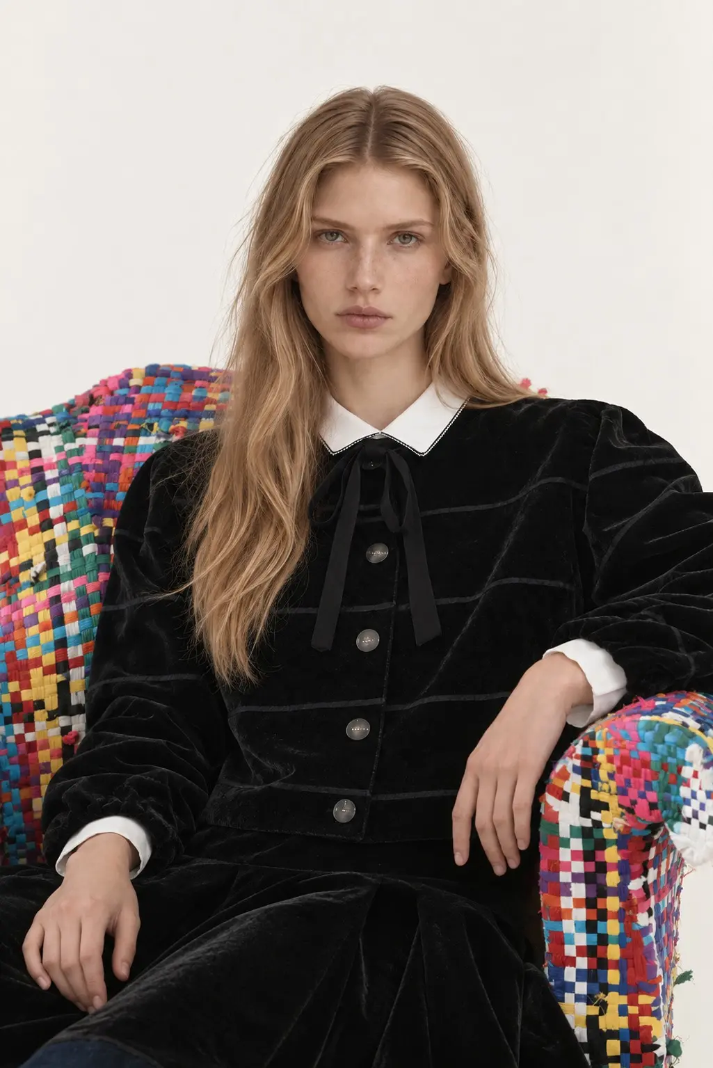 [CAHISIENNE] Loose-Fit Vegan Leather Crop Jacket