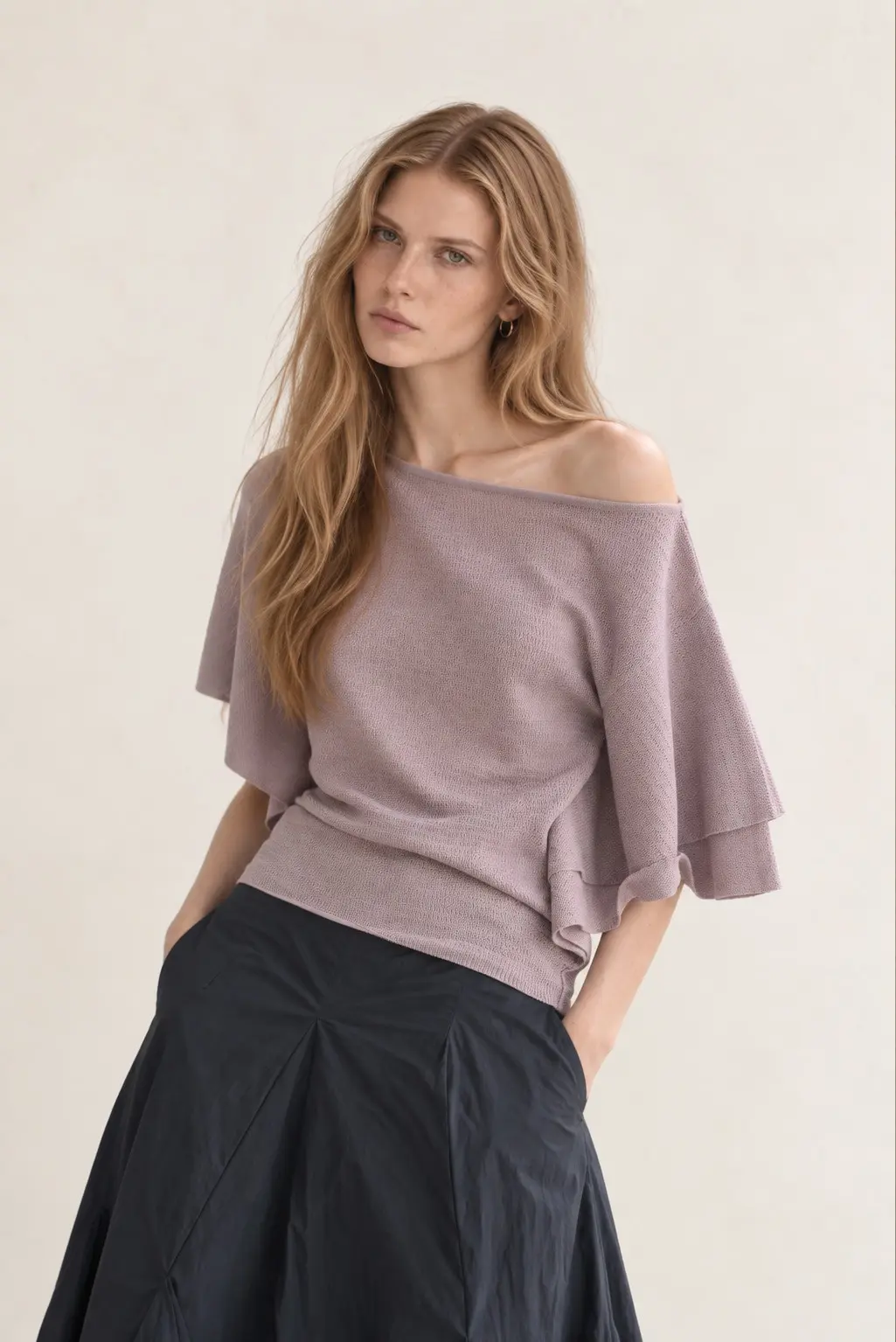 [CAHISIENNE] Boat Neck Daily Knit Glossy Grape